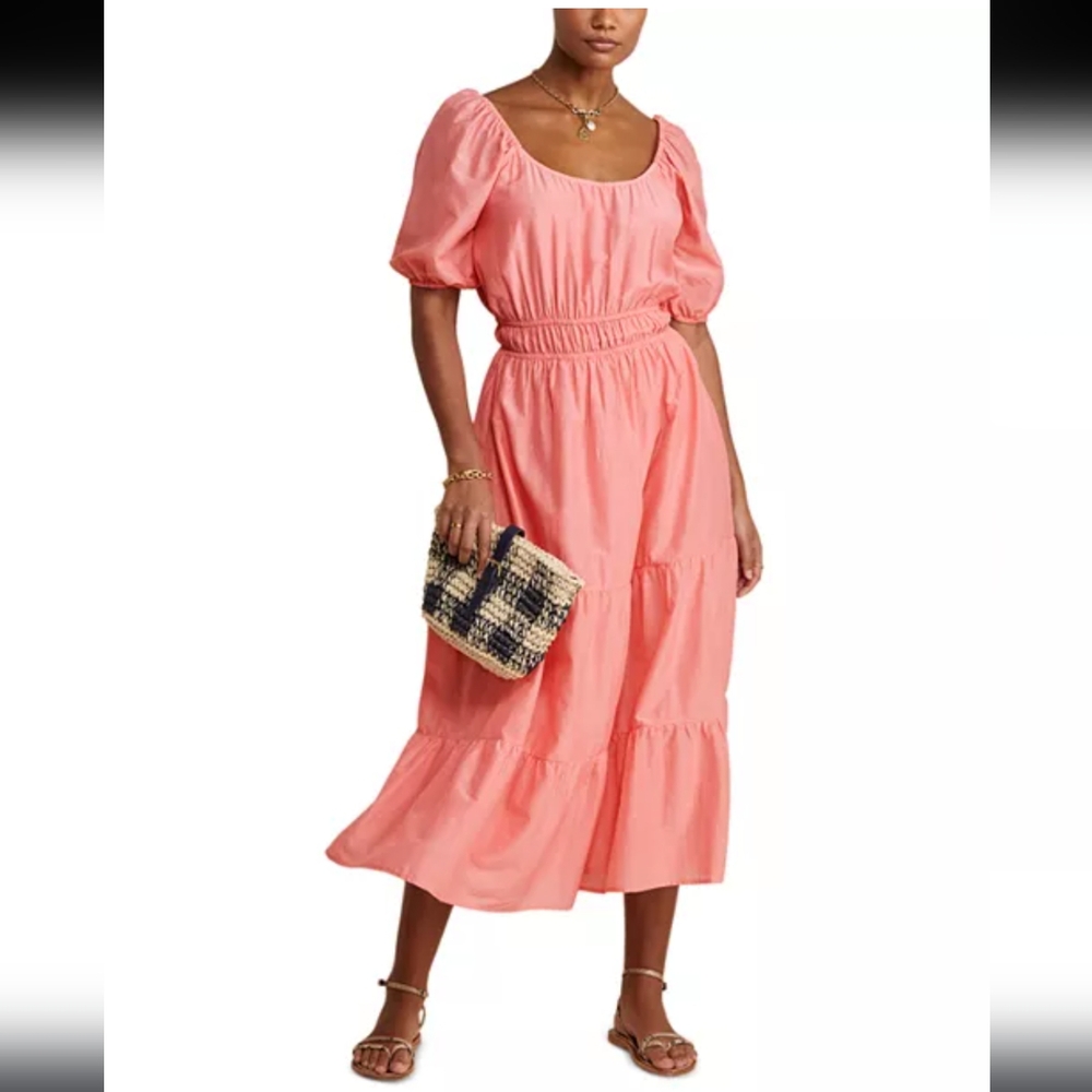 Vineyard Vines Tiered Smocked Waist Pink Maxi Dress - NWT - Size Small